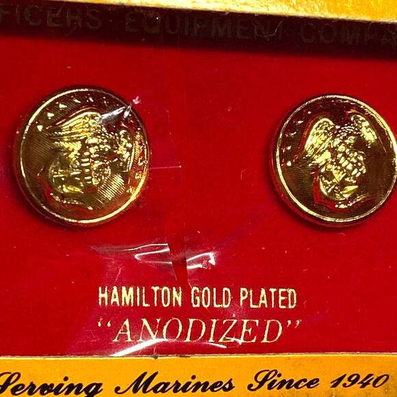 United States Marine Corp Officer Dress Blues Button Cover Gold Plate New In Box - Picture 2 of 3